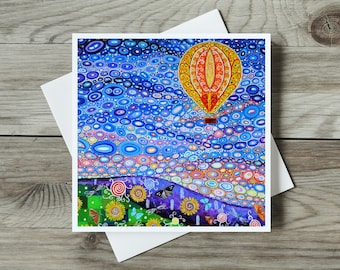 Hot Air Balloon Birthday Card, Nature and Blue Sky Card, Thank You Card, Balloon Card for Kids, Son, Brother, Dad, Grandad or Best Friend