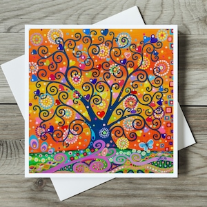 Cartão Árvore da Vida, Corações de Amor Art Nouveau Dia dos Namorados, Dia das Mães, Aniversário ou Cartão de Agradecimento para Mãe, Esposa, Namorada, Amante, Melhor Amiga