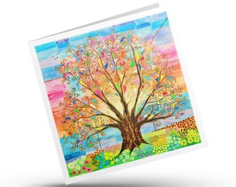 Tree of Life Card, Klimt Art Nouveau, Spiritual, Mindfulness, Peaceful, Positivity Divine Art Print