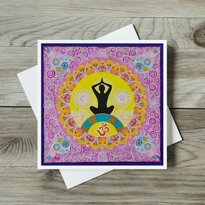 Carte Bouddha méditant, yoga, anniversaire de pleine conscience fait main Namaste, fête des mères ou carte de remerciement pour maman, soeur, fille ou meilleur ami