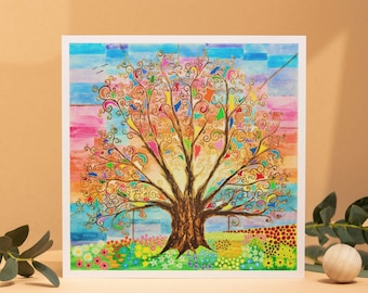 Tree of Life Card, Klimt Art Nouveau, Boho Spiritual, Any Occasion 150mm