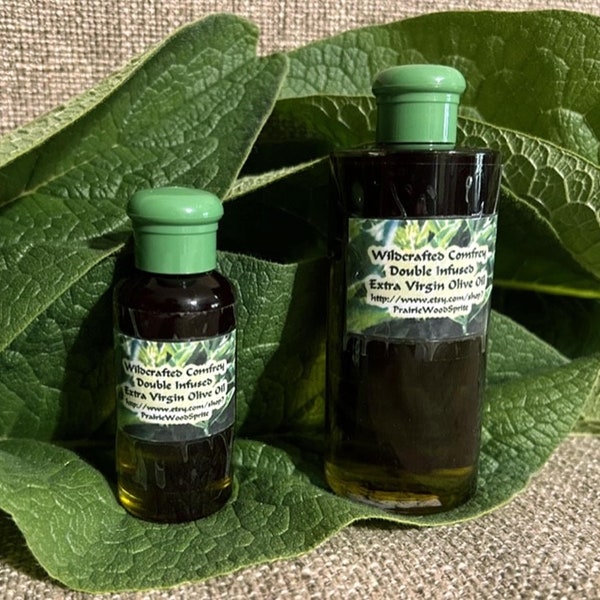 Organic Comfrey Boneknitter Oil Triple Infused Vegan Pure Potent Small Batch Handcraft Plant Non-GMO 0 Gluten PrairieWoodSprite Wildcrafted