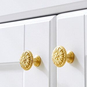 Solid Brass Knobs Wardrobe Knob Pulls Brass Dresser Hardware Kitchen Cabinet Pulls Flower Knobs Cupboard Knobs Decor Cabinet Hardware LBFEEL