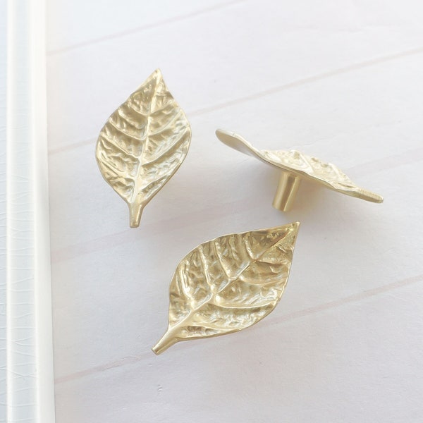 Modern Brass Leaf Drawer Knobs Decor Kitchen Cabinet Door Handles Wardrobe Cabinet Pulls Brass Gold Dresser Pulls Cabinet Hardware LBFEEL