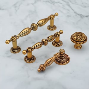Vintage Antique Coffee Cabinet Handles - Drawer Pulls Knobs with Drop Cupboard Pulls - 2.5" 3.75" Dresser Handles for Furniture LBFEEL