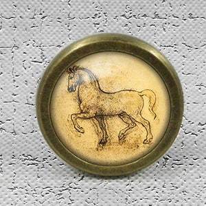 Leonardo da Vinci drawing horse - Drawer Knobs Pulls Handles / Kitchen Cabinet Knobs Handle Pull / Antique Brass Dresser Drawer Knobs
