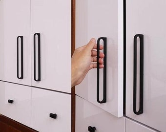 3.78"5"7.55"12.6"Matte Black Drawer Pulls and Knobs Hollow Kitchen Cabinet Handles gift Unique Drawer Handles Modern Cupboard Handle LBFEEL