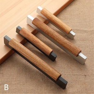 3.78"6.3"Matte Aluminum Beech T Bar Pulls Cabinet Pulls Knob Handles Black Drawer Pulls Knobs Solid Wood Wardrobe Handle LBFEEL Hardware