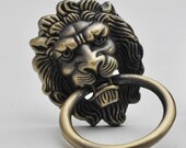 Lion Drawer Pull Knobs Handles Dresser Drop Pulls Rings Antique Bronze Gold Lion Head Door Knocker Cabinet Knob Handle Vintage Hardware