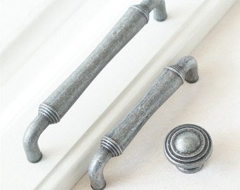 Antique Silver Pewter Kitchen Cabinet Door Knob Handle Dresser Knob Drawer Knobs Pulls Handles Rustic Furniture Decorative Knobs