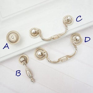 3.4'' 3.75'' Shabby Chic Drawer Pulls Drop Antique Silver Brass Bail Pulls Dresser Pull Knob Handle Kitchen Cabinet Handles Knobs 86 96 mm