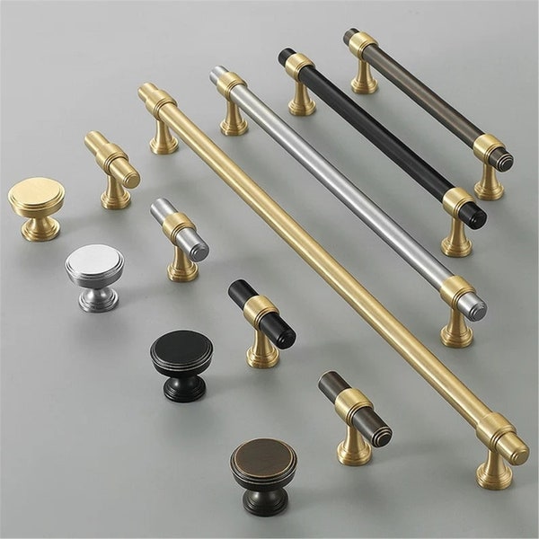 3.78"5"6.3"8.8"12.6"Solid Brass Drawer Pulls Knobs Black Cupboard Pulls Knobs Bronze Kitchen Knobs Pulls Brushed Nickel Dresser Pulls LBFEEL