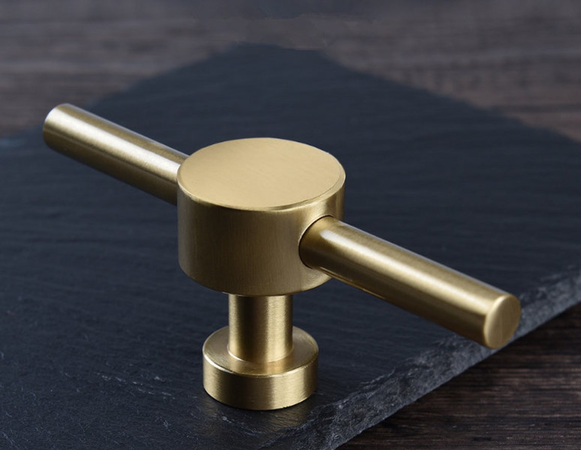 Brushed Gold Brass Dresser Knobs Drawer Pulls Handles Unique Etsy