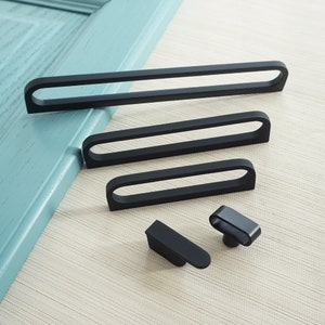 3.78"5"7.55"12.6"Matte Black Dresser Pulls Knobs Hollow Cupboard Pulls Modern Kitchen Cabinet Door Handles gift Unique Drawer Handles LBFEEL