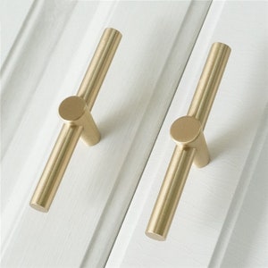 Brass T Bar Knob Brushed Gold Kitchen Cabinet Pulls Handles Dresser Pulls Brushed Nickel Drawer Pulls Cupboard Door Handles LBFEEL Hardware