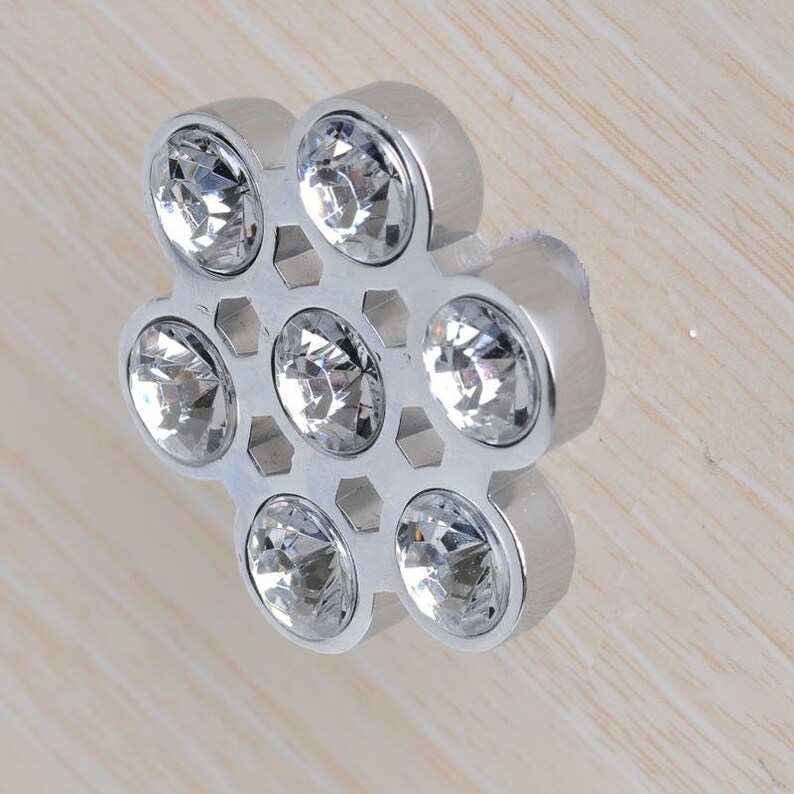 Silver Glass Dresser Pulls Drawer Pull Handles / Crystal ...