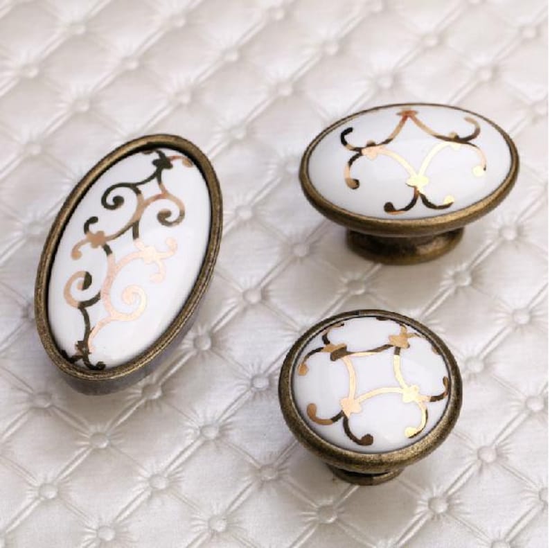 Kommode Knöpfe Schublade Knauf zieht Griffe / Weiß Gold | Etsy