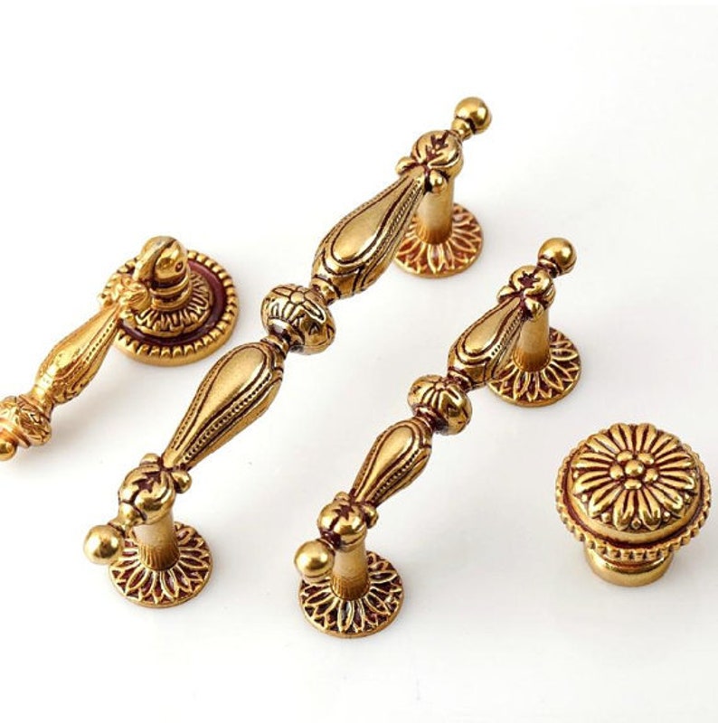 Dresser Pulls Knobs Drawer Knob Pull Handles Antique Gold Etsy