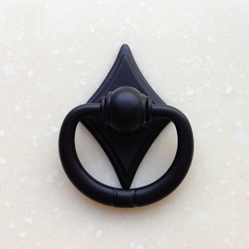 Black Vintage Dresser Drawer Pulls Handles Knobs Ring Drop Etsy