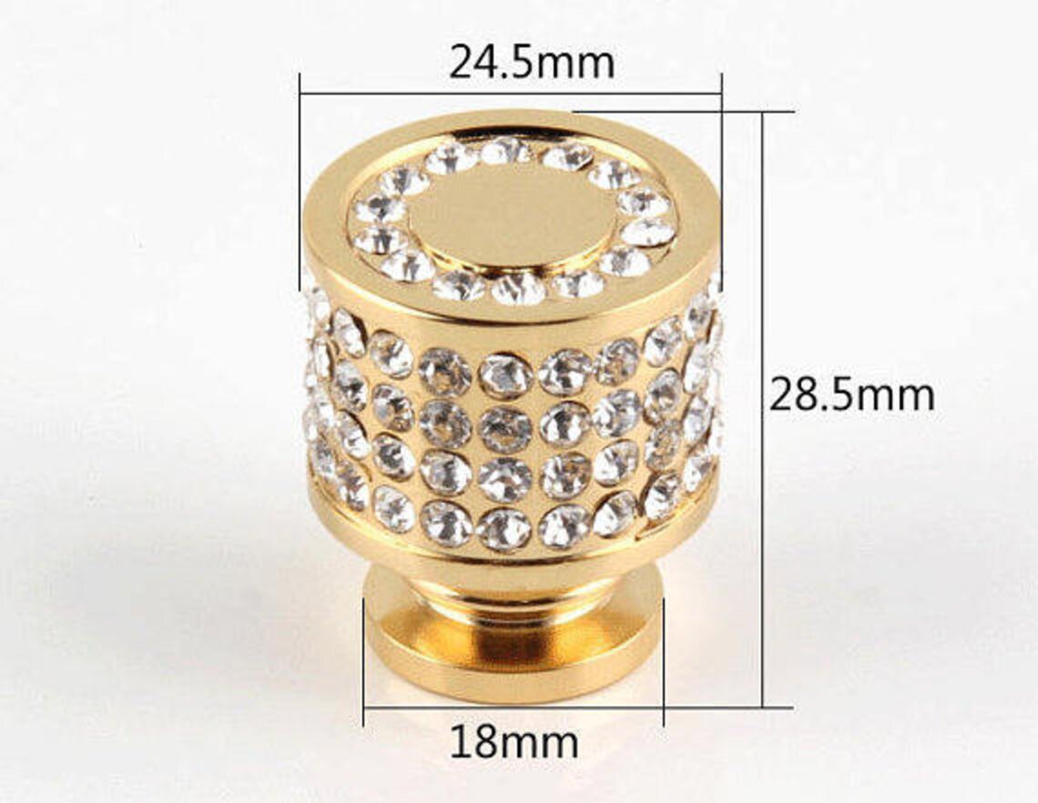 Gold Knob Rhinestone Knob Dresser Knob Decor Drawer Knob Etsy