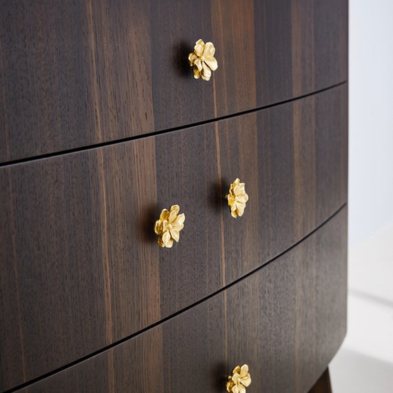 Brass Flower Knobs Modern Drawer Knob Gold Wardrobe Knob Cabinet
