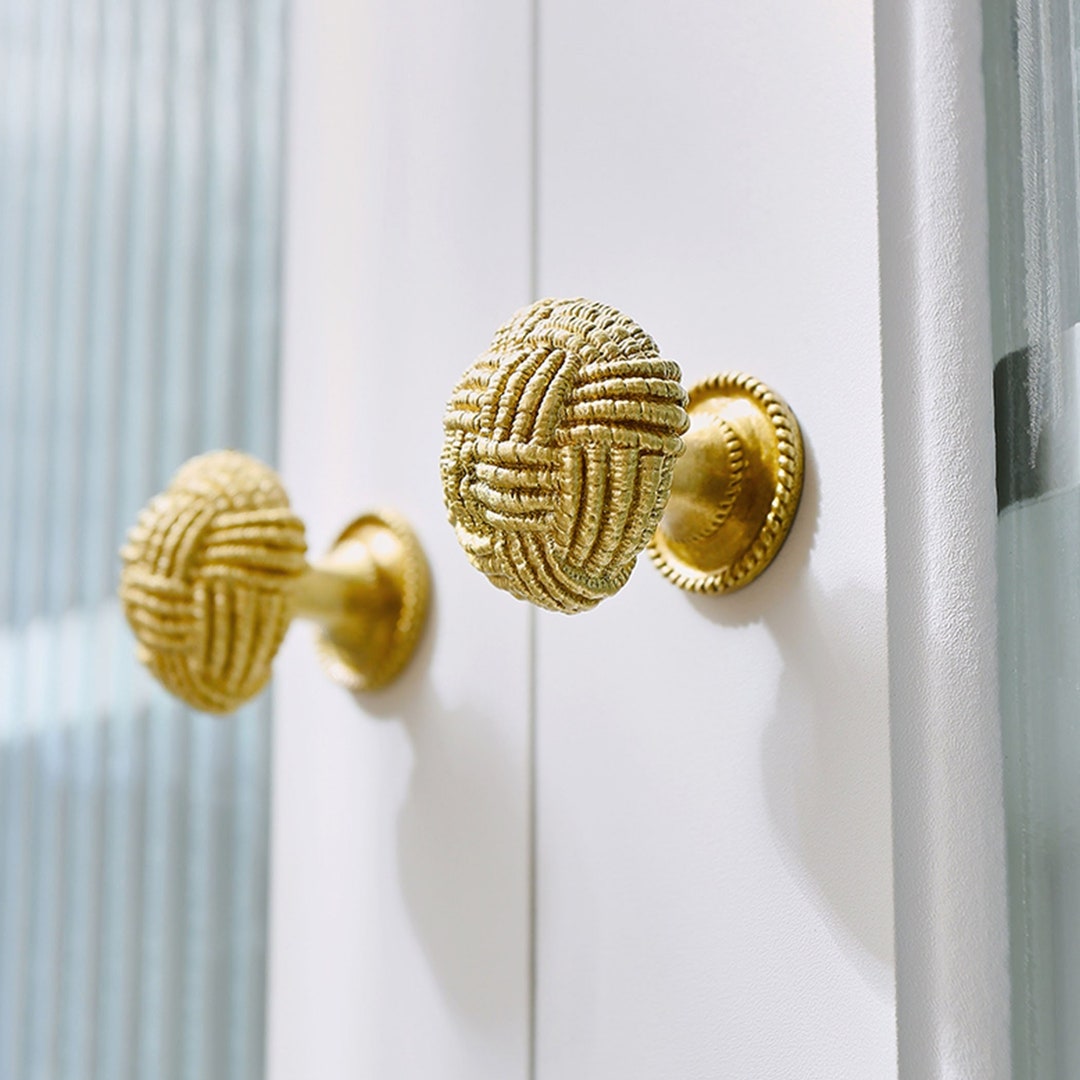 Unique Button Knobs Brass Gold Drawer Knobs Decorative Dresser Knobs