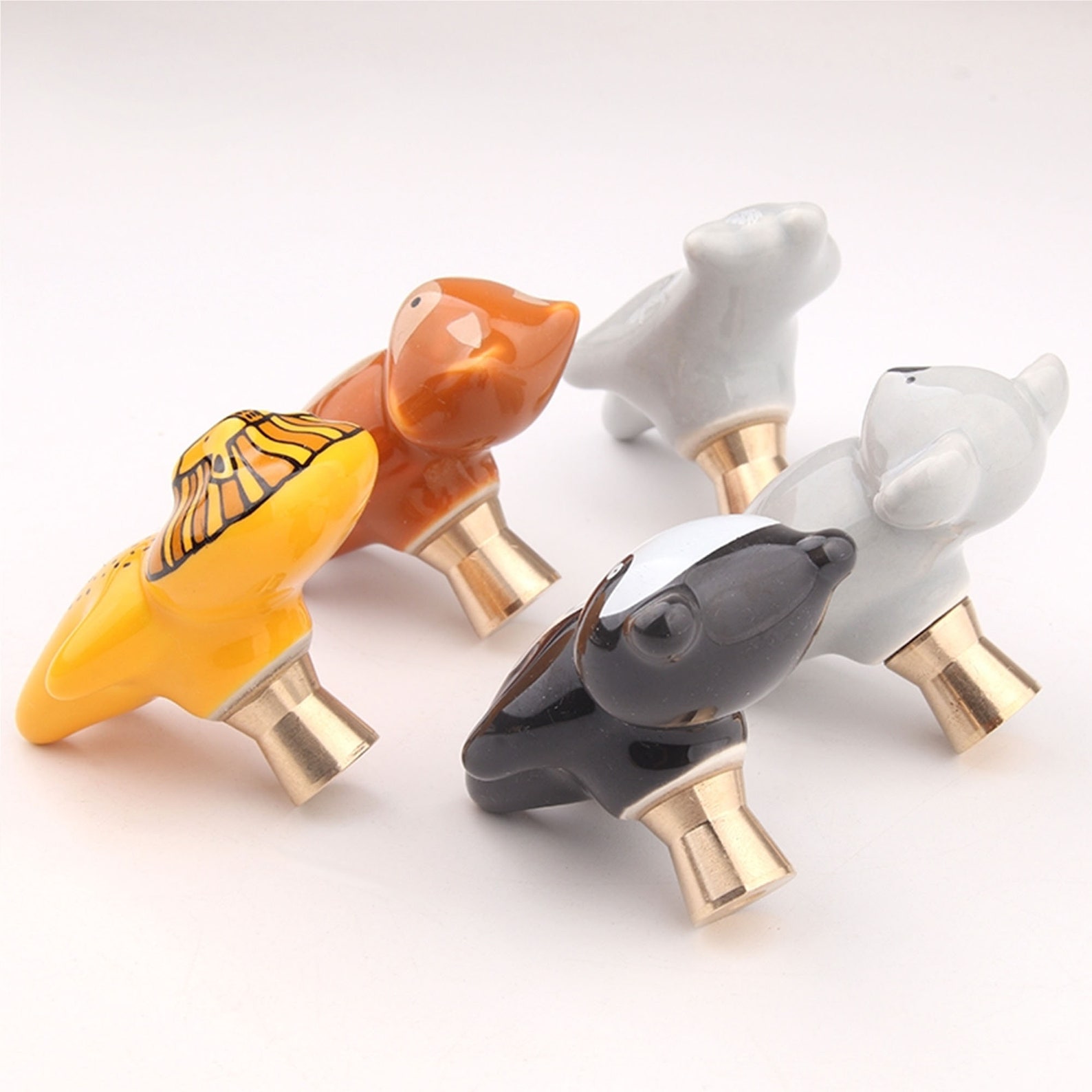 Unique Ceramic Animals Knobs Drawer Knobs Cute Animals Etsy