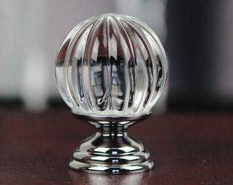 Chrome Silver Pumpkin Knobs Glass Dresser Knob Pull Drawer Knobs Pulls Clear Crystal Cabinet Knob Pull Cupboard Door Handle Kitchen Hardware