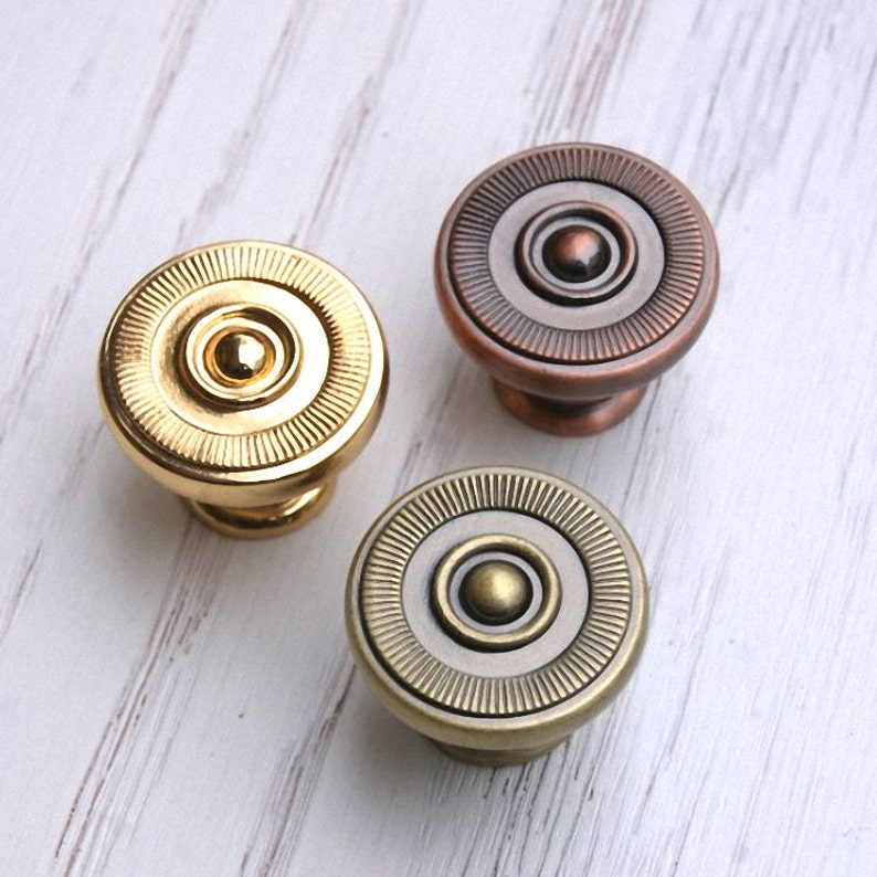 Drawer Knobs Pulls Antique Brass Copper Gold Small Dresser Etsy