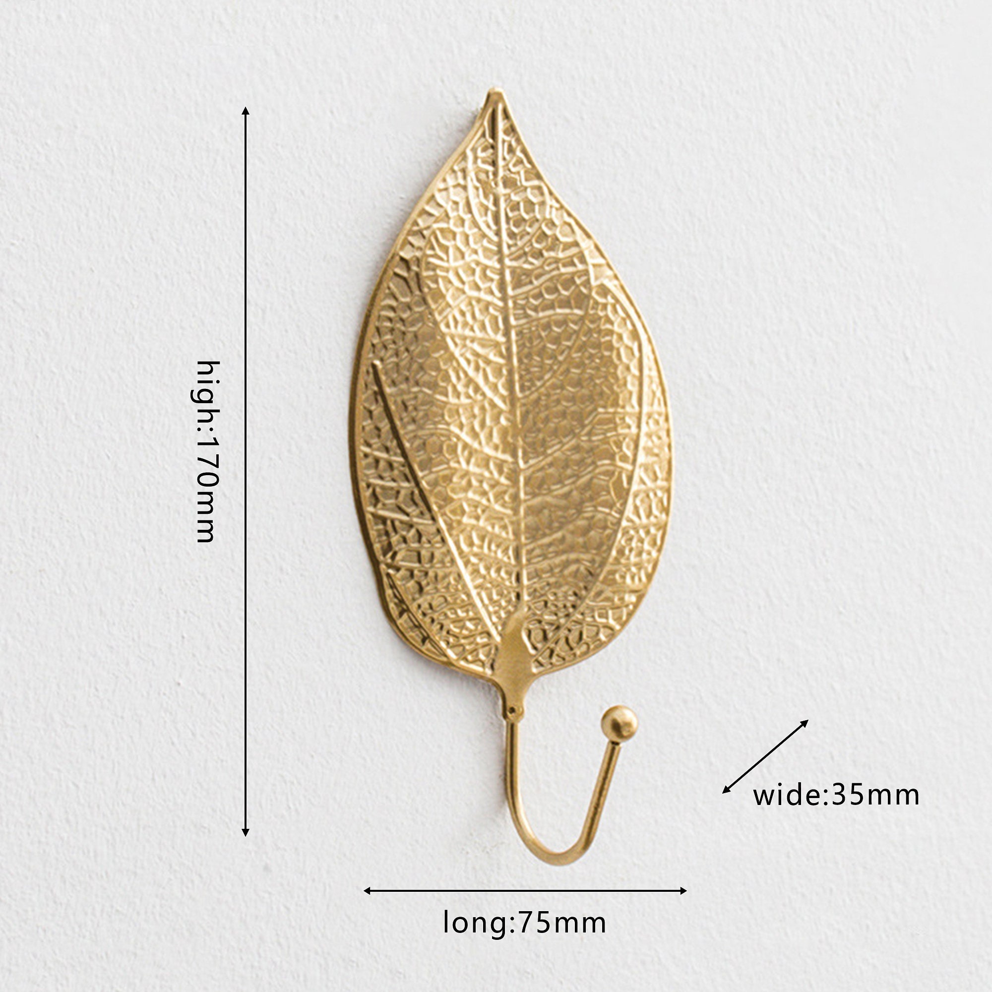 Nordic Hollow Gold Leaf Wall Hooks Feather Coat Hooks Metal Etsy