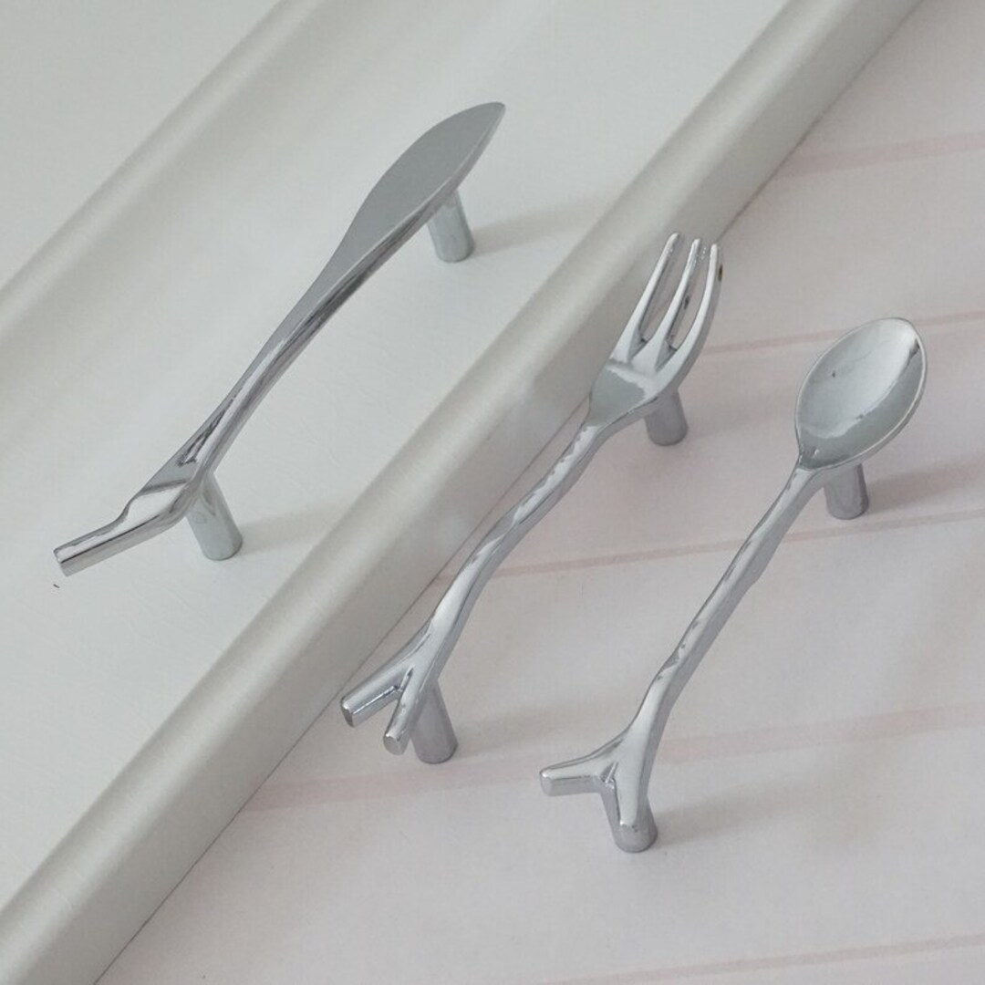 3chrome Spoon Fork Knife Pulls Kitchen Door Handles Dresser
