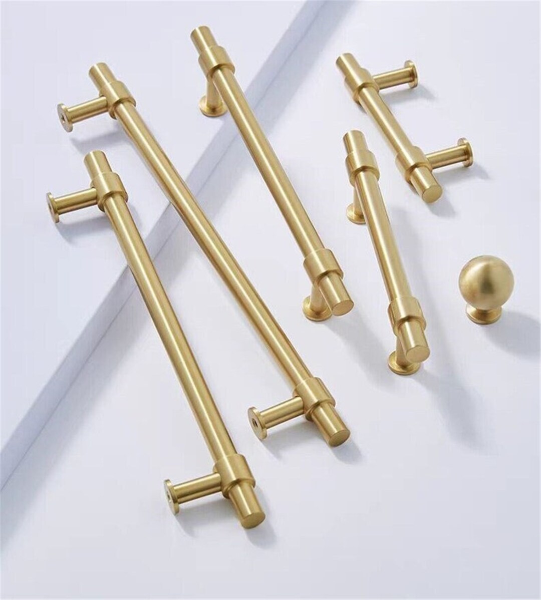 Solid Brass Cabinet Handles Dresser Knobs Handles Drawer Pull Kitchen ...