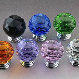 Glass Knobs Crystal Dresser Knob Colorful Drawer Knobs Pull Handles / Cabinet Pulls Knobs Hardware Pink Black Blue Purple Brown Green Clear image 1