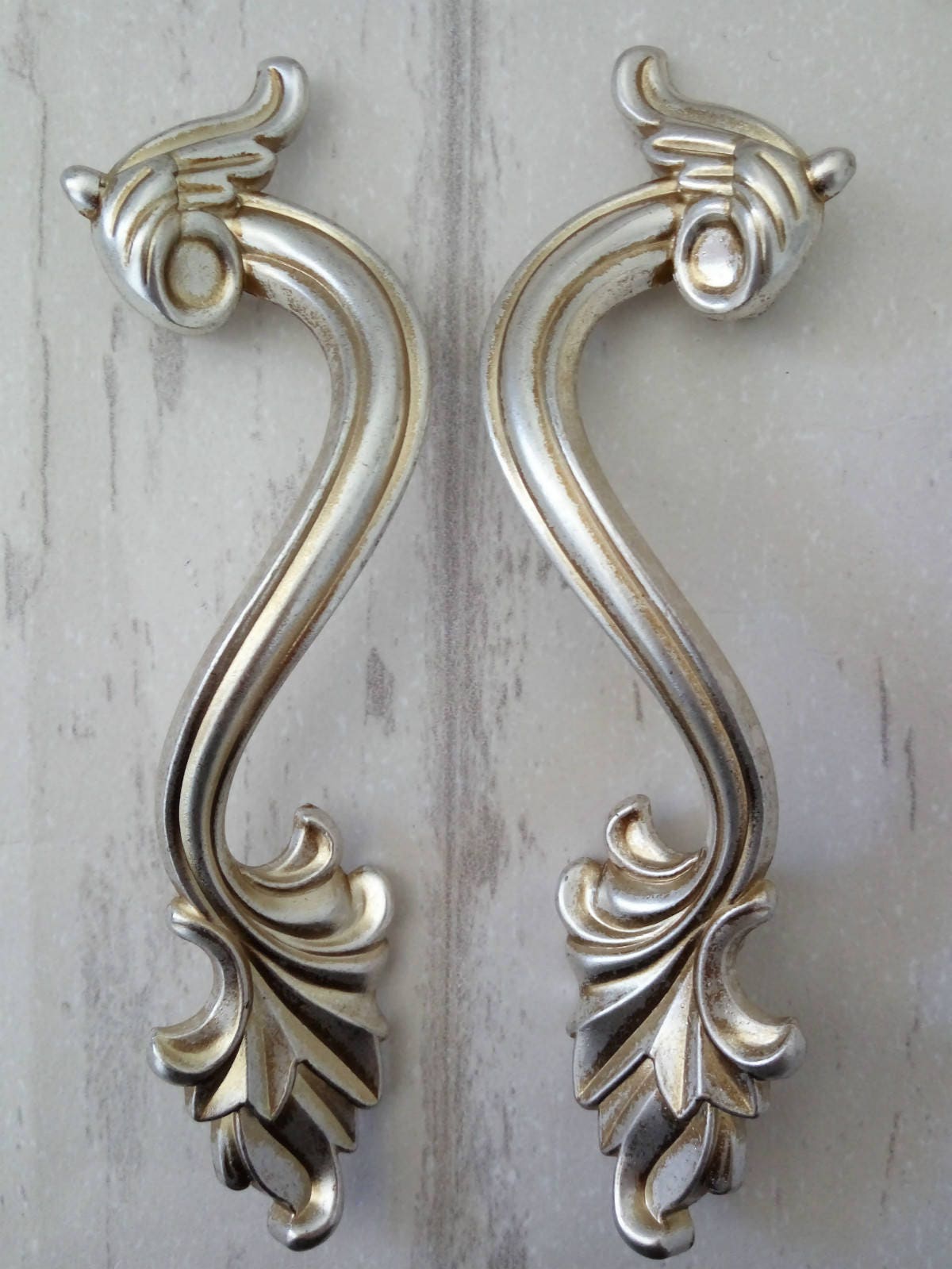 3 Vintage Style Door Handles Pulls Antique Etsy