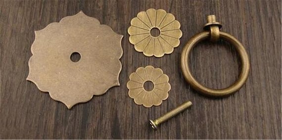 Maniglie Antiche Fiore Primavera - 4 Pezzi In Zinco Alluminio E Porcellana