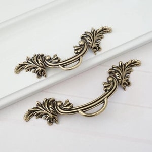 Shabby Chic Antique Coffee Drawer Pulls Antique Silver Bronze Dresser Pull Rustic Cabinet Handle Replacement Handles Furniture Hardware 2.5"