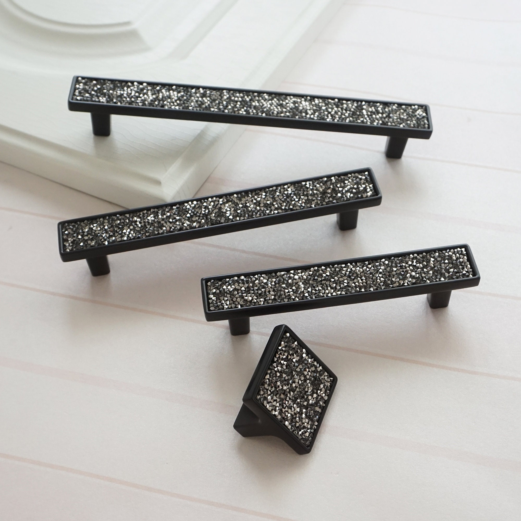 3.78 5 6.3 Black Square Handle Knob Door Kitchen Etsy