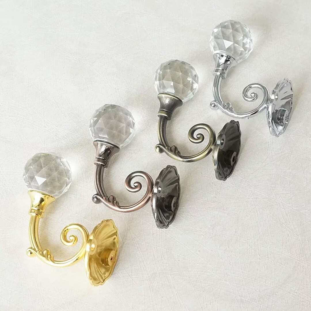 Rhinestone Glass Wall Hook Decorative Hook Clear Crystal Gold Etsy