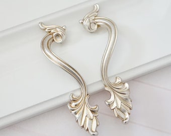 Pair of 3'' Shabby Chic Dresser Pulls Antique Silver Drawer Handles Pulls Retro Kitchen Cabinet Handle Rustic Furniture Hardware LBFEEL