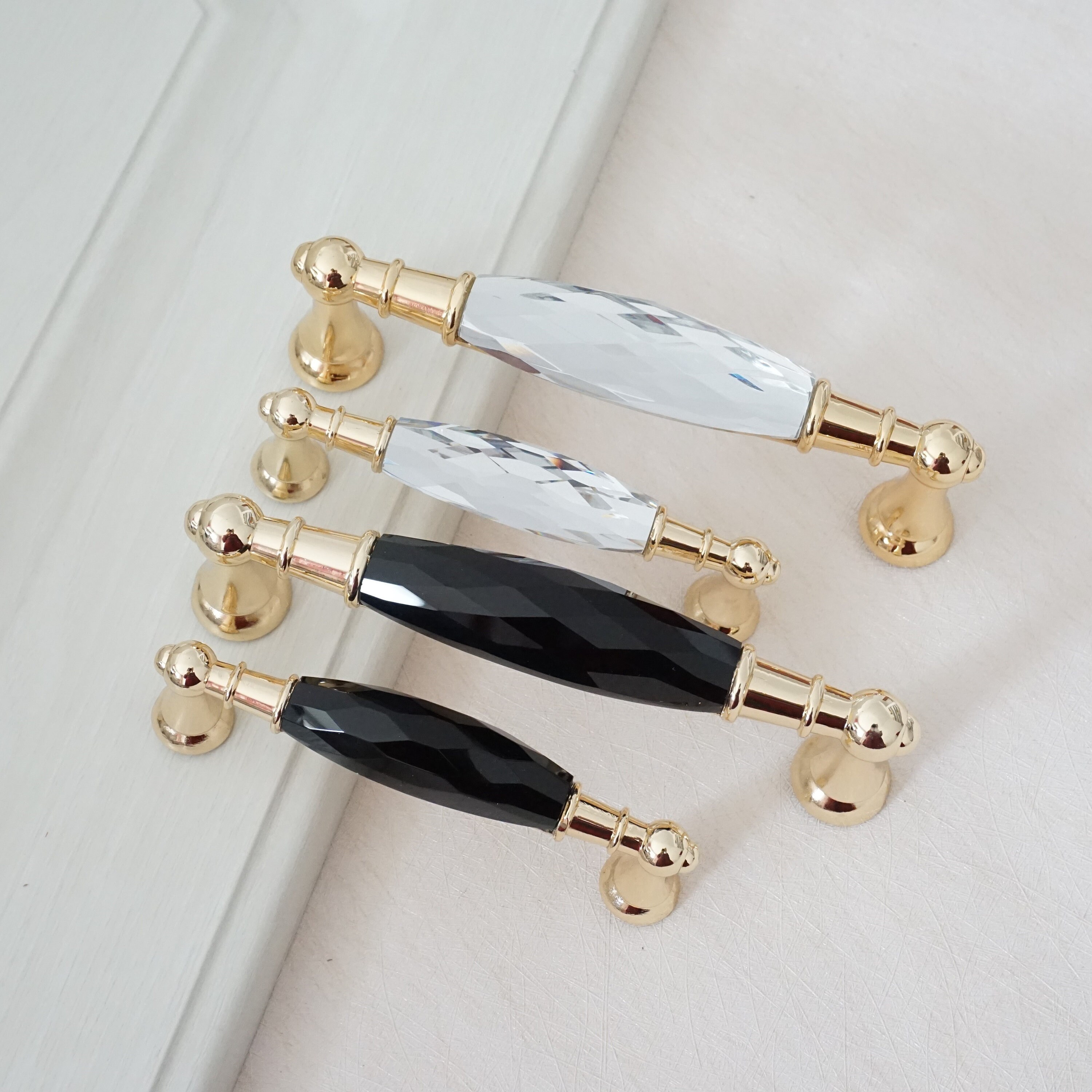 3.75 5 Gold Glass Crystal Drawer Pulls Dresser Etsy