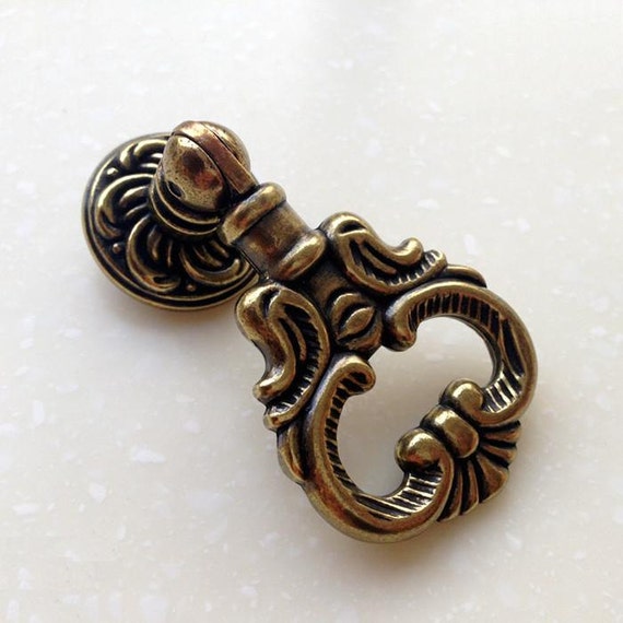 Shabby Chic Vintage brass drop Handle Pull Knobs Etsy