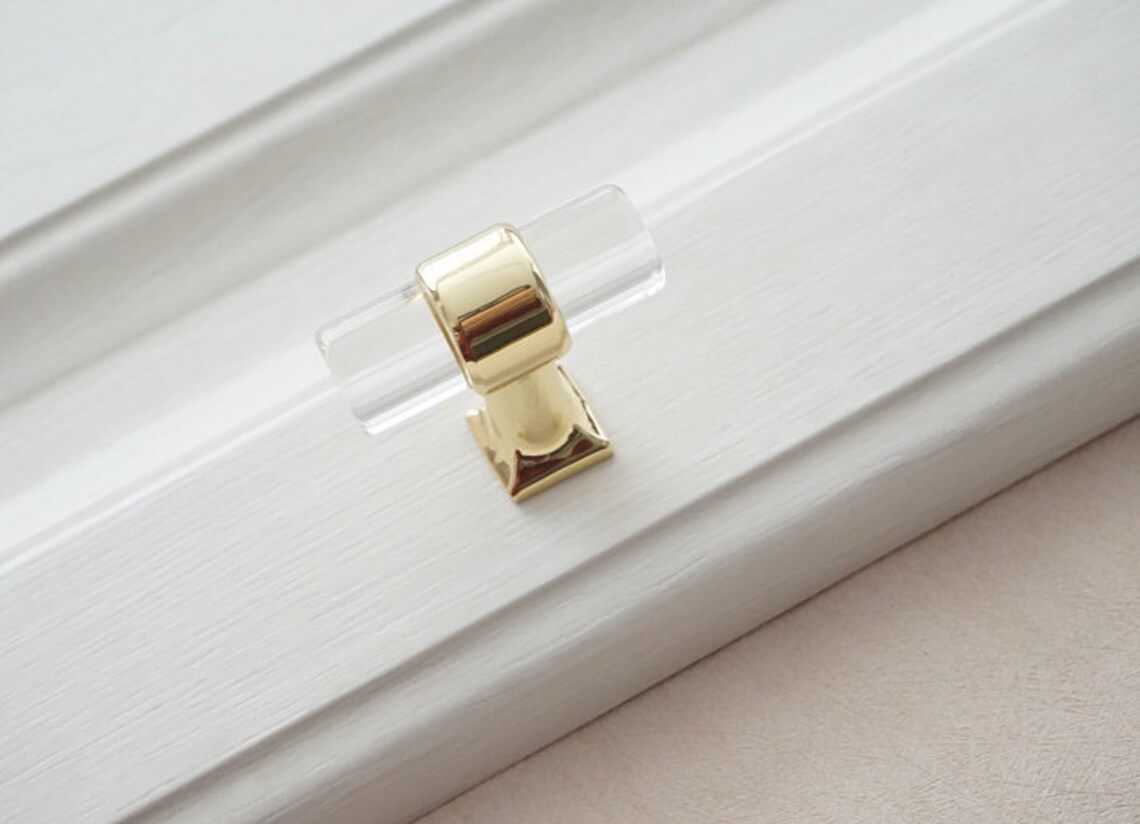 Adjustable Holes Space Acrylic Drawer Pull Clear Gold Dresser Etsy