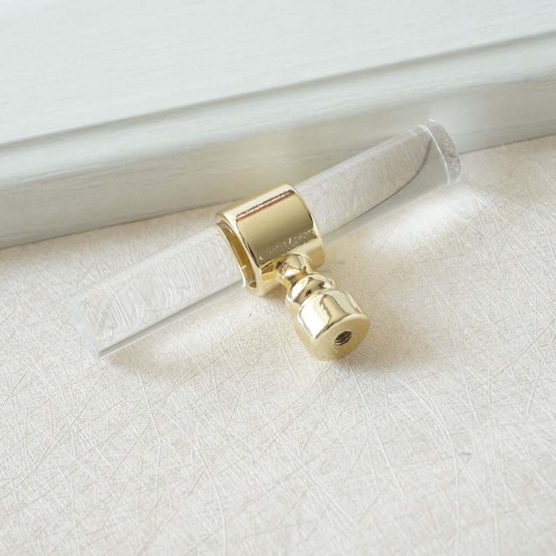 Acrylic Adjustable Drawer Pulls Lucite Gold Clear Dresser Pull Etsy