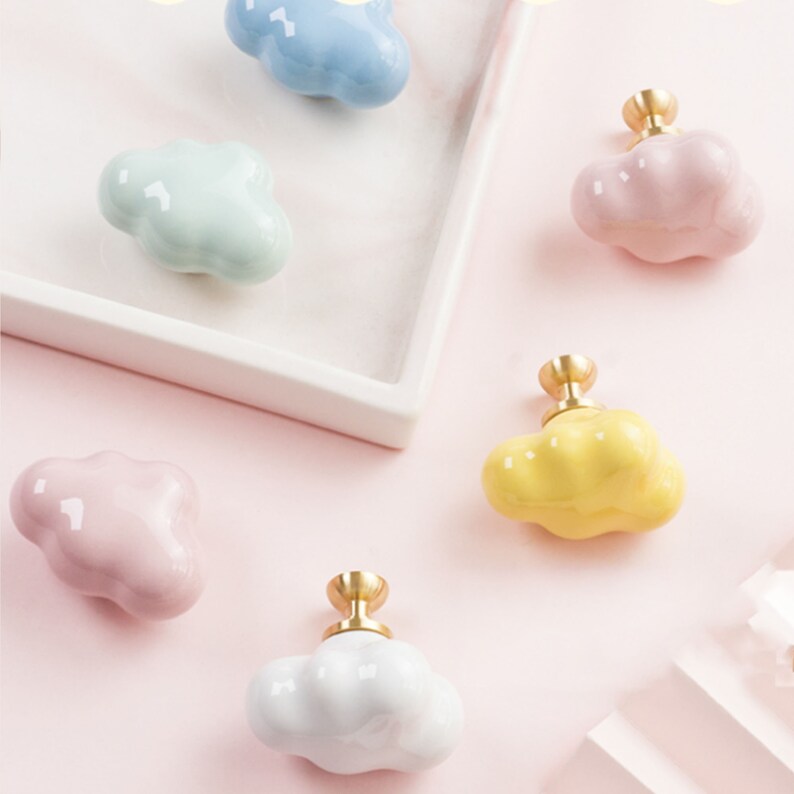 Cute Cloud Drawer Knobs Ceramic Knobs for Unique Home Etsy