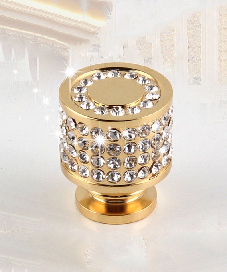 Gold Knob Rhinestone Knob Dresser Knob Decor Drawer Knob Etsy