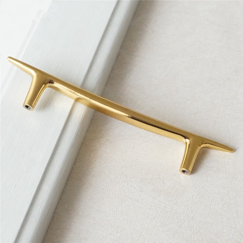 3.75 Shiny Gold Dresser Drawer Pulls Handles Black T Etsy