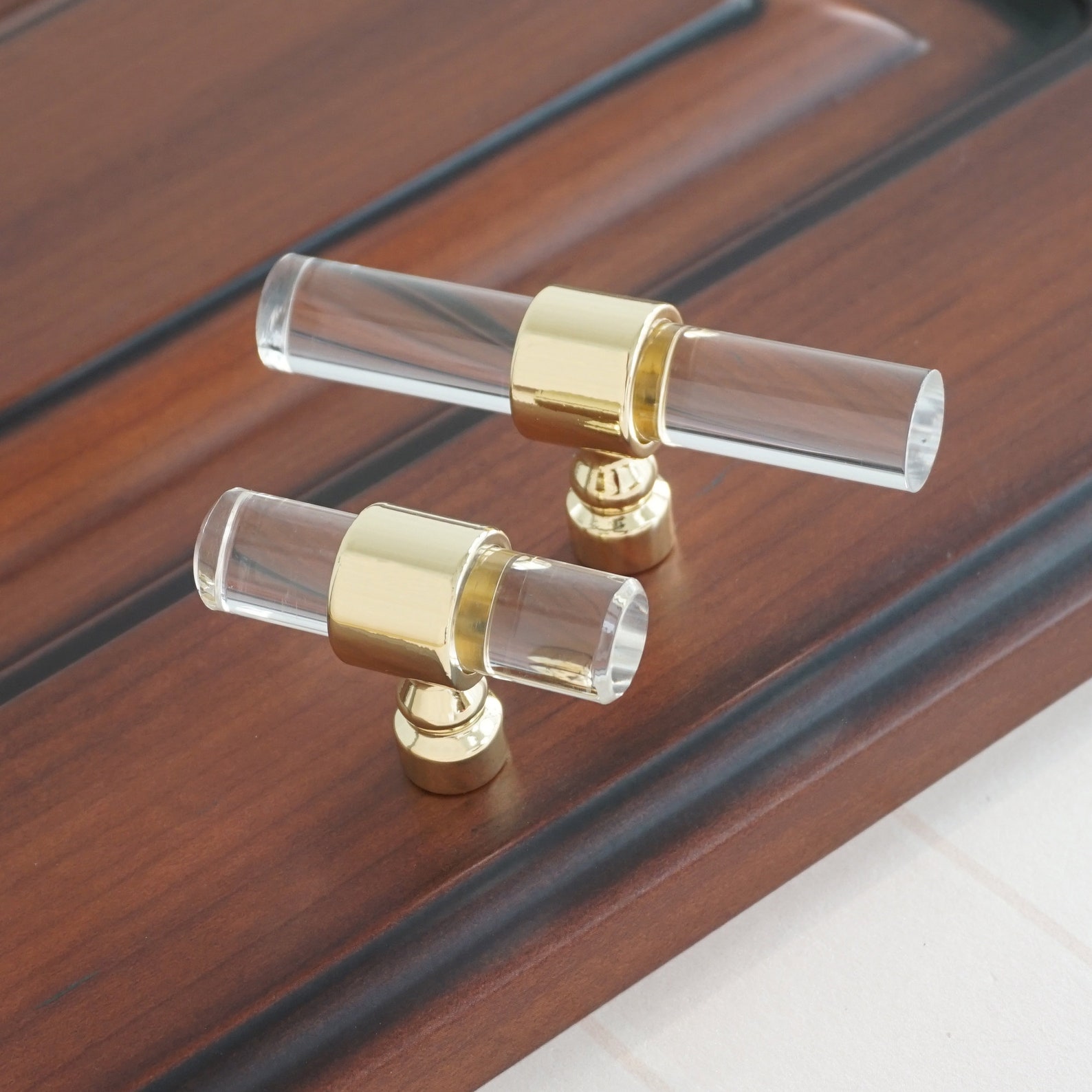 Acrylic Adjustable Drawer Pulls Lucite Gold Clear Dresser Pull Etsy