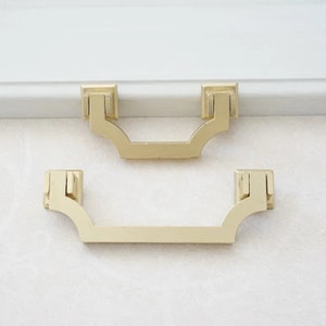 Brushed Gold Brass Dresser Pulls Black Drawer Knobs Drop Bail Handles Vintage Kitchen Cabinet Door Handle Pull Hardware LBFEEL 2.5"3.78"