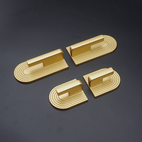 Unique Handle with Backplate Matte Gold Cabinet Pulls Handles Minimalist Drawer Pulls Knobs Gift Kitchen Pulls Art Decor Hardware 0.63"1.25"