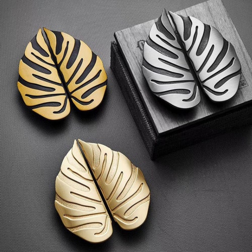 2.5"Creative Solid Brass leaf Handle Pull Drawer Pull Dresser Pull Leaf Knob Silver Drawer Pull Wardrobe Handle Knob Cabinet Knobs LBFEEL 64